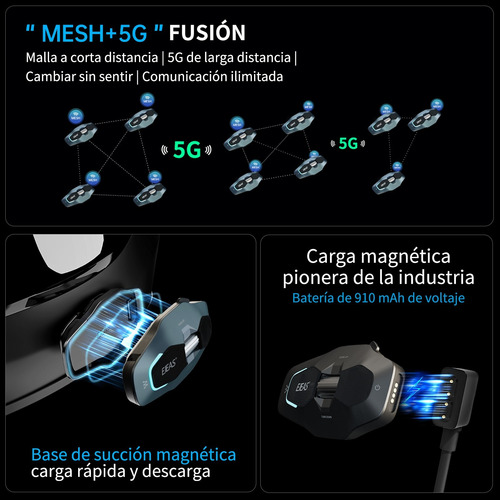 Intercomunicador Ejeas X10 Para Casco Moto Mesh 4.0 Rojo