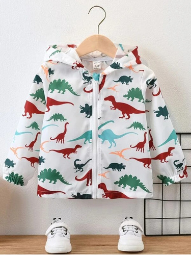 Chaqueta Blanca C/capucha  De Dinosaurios Para Niño Talla 7 