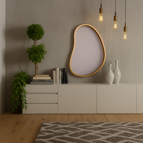 Espelho Orgânico Decorativo 40 X 60 Cm De Parede Com Moldura Para Sala De Jantar Quarto Banheiro Pequeno Lapidado Heurekas Store