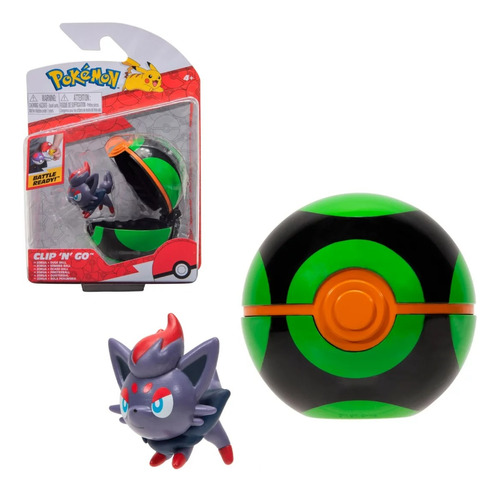 Pokebola Con Figura Pokemon  Zorua & Dusk Ball