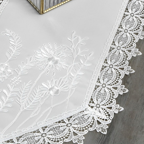 Caminho De Mesa Floral Bordado Orlando Branco 220cm Jolitex