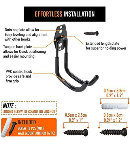 4 Ganchos De Garaje Para Colgar Manguera De Escalera, Cable