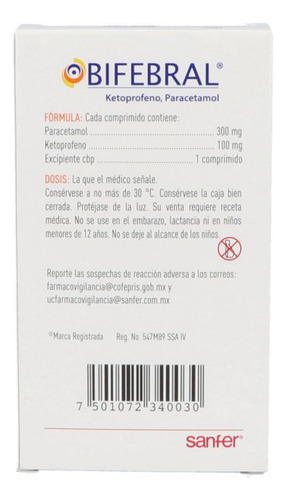 Bifebral 100 Mg / 300 G Caja Con 12 Comprimidos