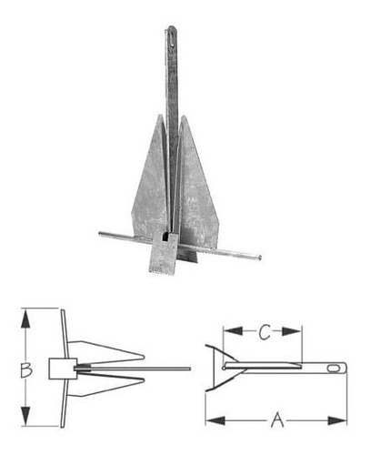 3 Lb Hot Dipped Galvanized Deluxe Fluke Anchor For 25 To