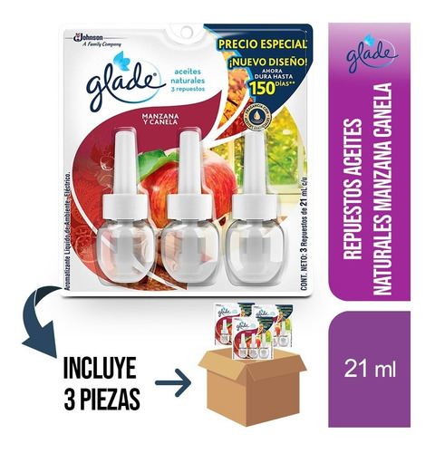 Imagen 1 de 2 de 3 Pz -glade Plug Ins Aceites Natural 3pk 21ml Manzana Canela