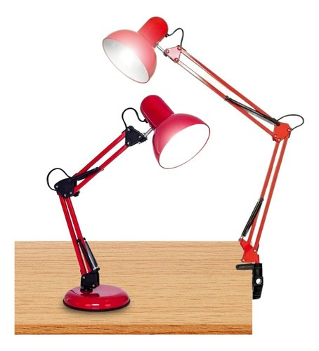 Luminária Abajur Articulada De Mesa Pixar P/ Estudo Trabalho Cor da cúpula Vermelho Cor da estrutura Vermelho 110V/220V