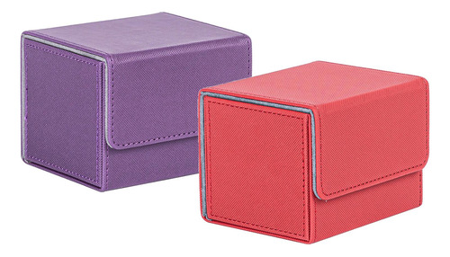 2 Piezas De Caja De Cubierta De Tarjeta Rojo Y Violeta