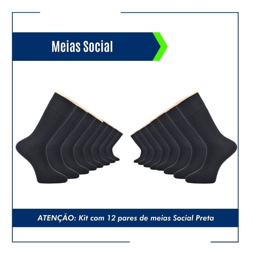 Imagem 4 de 5 de Kit 10 Pares De Meia Social Masculina