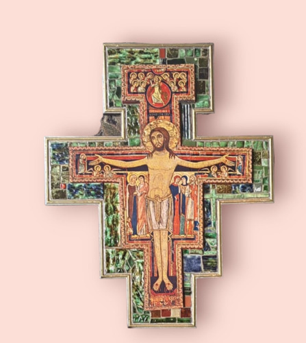 Cuadro Del Cristo De San Damian En Madera Y Cerámica