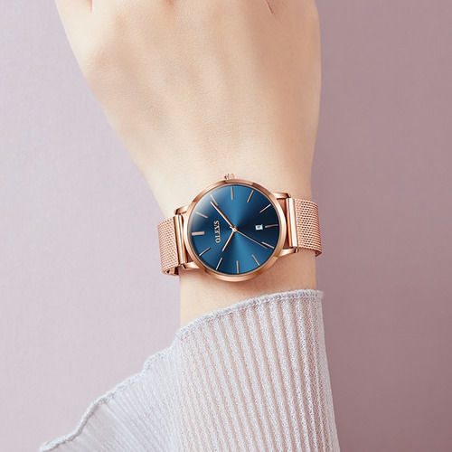 Olevs Relojes Impermeables De Cuarzo Ultrafinos Para Mujer Color Del Bisel Rose Blue
