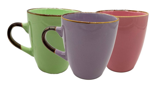 X3 Tazas Jarro Café Borde Dorado Gold 380ml Colores Surtido 