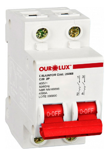 Disjuntor Bipolar 20a C Unidade - Ourolux