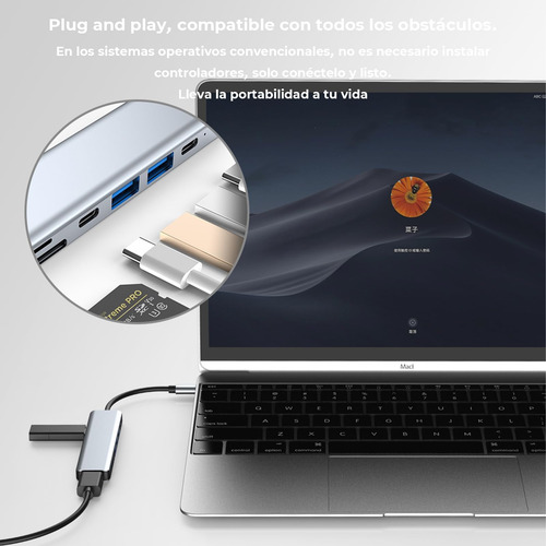 Tipo C Hub 8 En 1 Adaptador Usb C A Hdmi Con Ethernet
