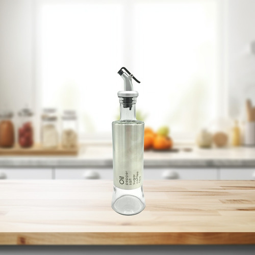 Aceitera Vinagrera Vidrio Acero Inox Con Pico Vertedor