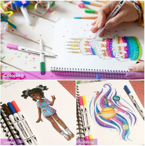 Imagen 7 de 9 de 120 Marcadores Ohuhu Doble Punta P/ Caligrafia + Estuche