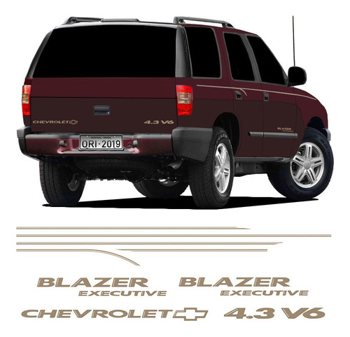 Kit Faixa Blazer Executive 2003/06 4.3 V6 Adesivo Champanhe