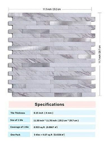 Paneles 5 Losetas 11.5 × 11.7 Azulejo Para Salpicaduras