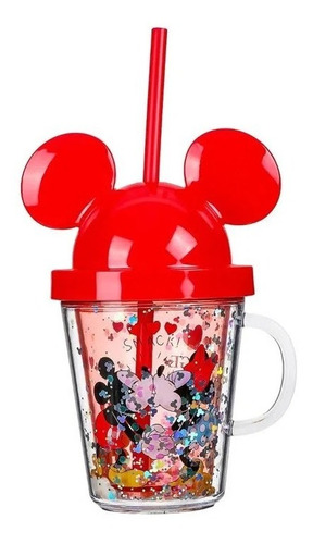 Taza Mickey Mouse Con Tapa Y Popote 280 Ml Miniso Disney