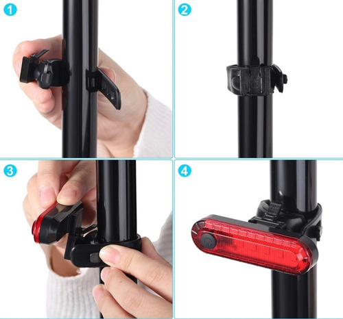 Imagen 2 de 3 de Luz De Bicicleta Trasera Recargable Impermeable
