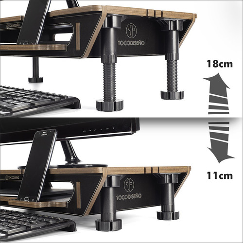 Eleva Monitor Regulable Pc-notebook Con Porta Celu-estante