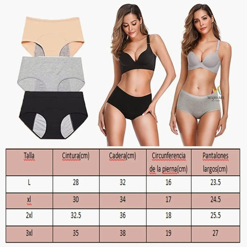 Imagen 2 de 10 de Calzones Menstruales Antiderrames Reutilizables De 3 Piezas