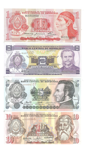 Honduras: Lote De 4 Billetes ¡sin Circular!