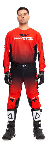 Conjunto Motocross Pechera Rodillera Guantes Antiparra Wirtz