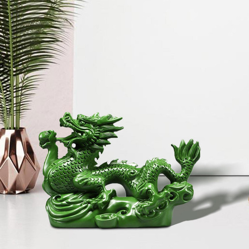 Figurita De Dragón Chino, Adorno Artesanal De Verde