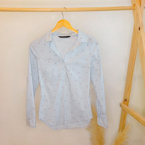 Camisa Manga Larga - Zara - Rayas - Elastizada - Como Nueva (Usado)