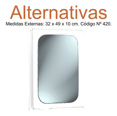 Botiquin Con Espejo 1 Puerta Rectangular Y Estantes 44x49x10 Color Blanco
