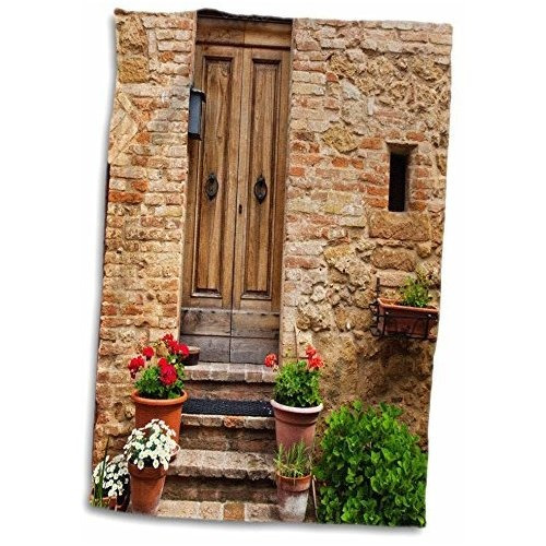 3d Rose House Doorway And Flowers-pienza-tuscany-italy-...