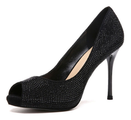 Zapatos De Tacón Alto De Tacón Alto Brillante Con Diamantes