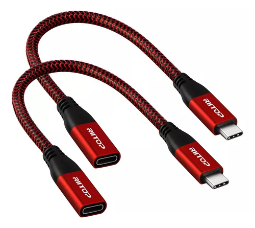 Cable De Extensión Usb C Corto (paquete De 2), Riitop Usb-c