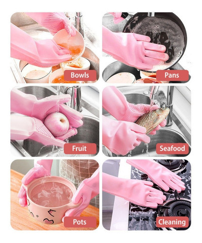 Par De Guantes De Silicon Multiusos Lavar Trastes