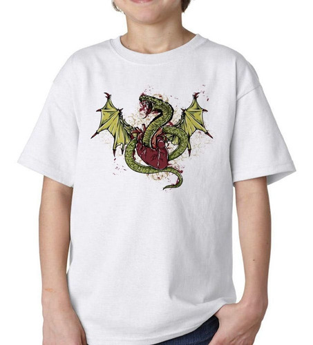 Remera De Niño Serpiente Con Alas Saliendo De Un Corazon