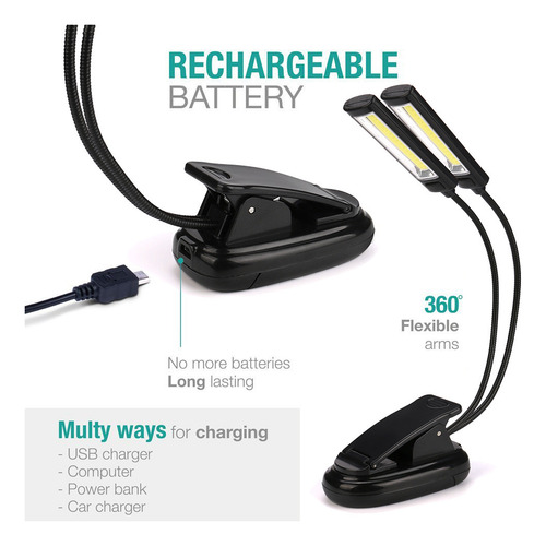 Luces Nocturnas W, Flexibles, Con Clip Usb, 2 Luces Led Cob