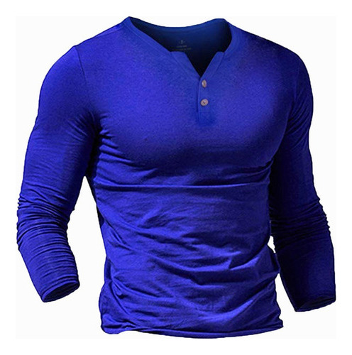 Polera De Hombre De Manga Larga Con Botones, Polera Casu