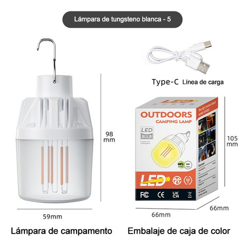 Lámpara Led Solar Portátil Blanca: Recargable Para Jardín