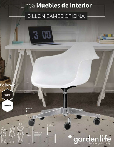 Imagen 5 de 7 de Sillon Eames Giratorio Pc Oficina Escritorio Y Ruedas Oferta