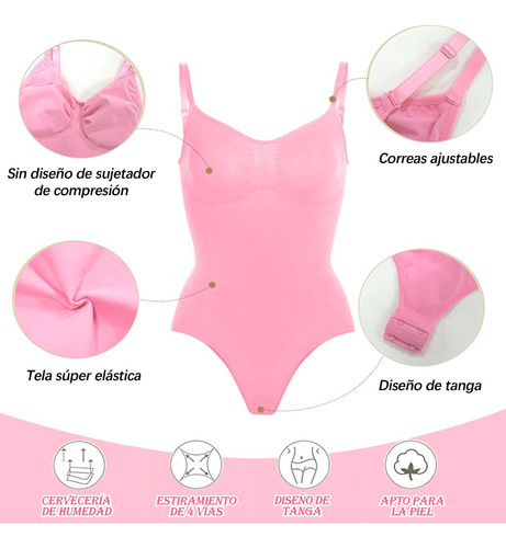 Bodysuit Shapewear Body Para Mujer Con Control De Barriga Rosa L