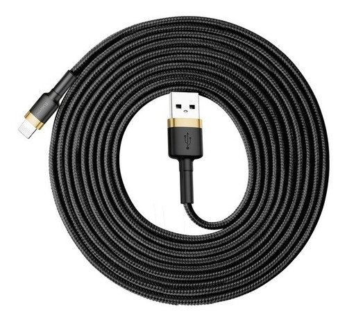 Cable 3 Metros Lighting Carga Rapida Reforzado Baseus Color Negro Dorado