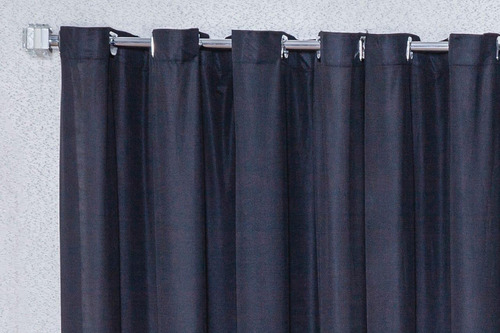 Cortina 6 Metros Com Ilhós Malha Elastano - Preto