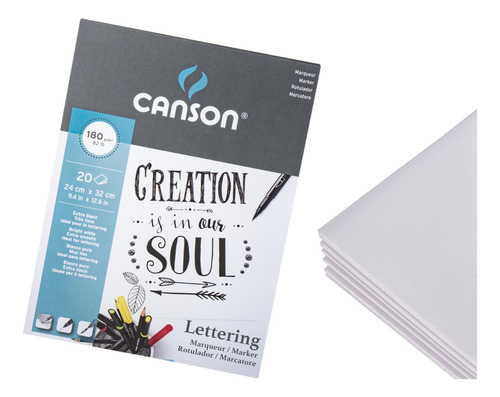 Block Papel Canson Lettering Marker Con 20 Hojas 180 Gr