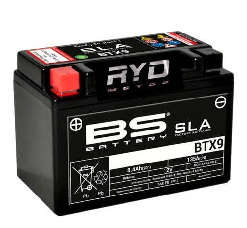 Batería Btx9 = Ytx9-bs Honda Vt 600 Shadow Bs Battery Ryd 
