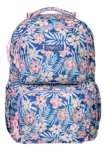 Mochila Esportiva Roxy Floral Dream Azul C/ Rosa Cor Blue