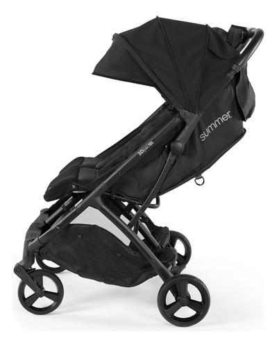 Cochecito Doble Ligero Plegable Negro Con Asientos Reclinabl