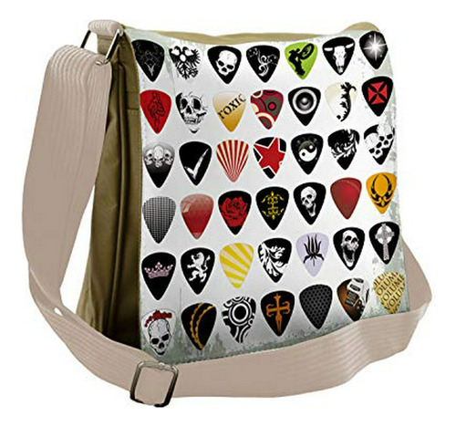 Bolso De Mensajero - Ambesonne Rock Music Bag, Guitar Picks 