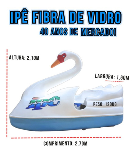 Pedalinhos Cisne De Fibra De Vidro