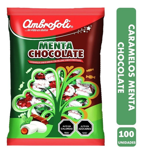 Caramelos Menta Chocolate Ambrosoli 100 Unidades