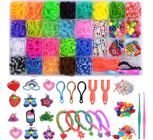 Kit De Pulsera Loom, Más De 1500 Bandas De Goma, Kit Rainbow